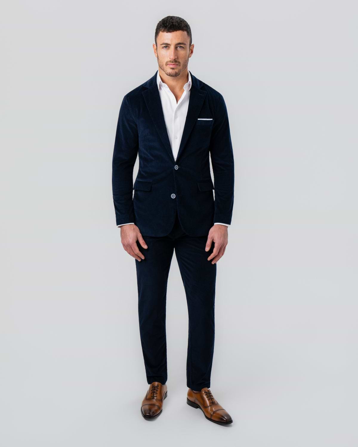 Corduroy Flat Front Waistband Pant - Dark Navy
