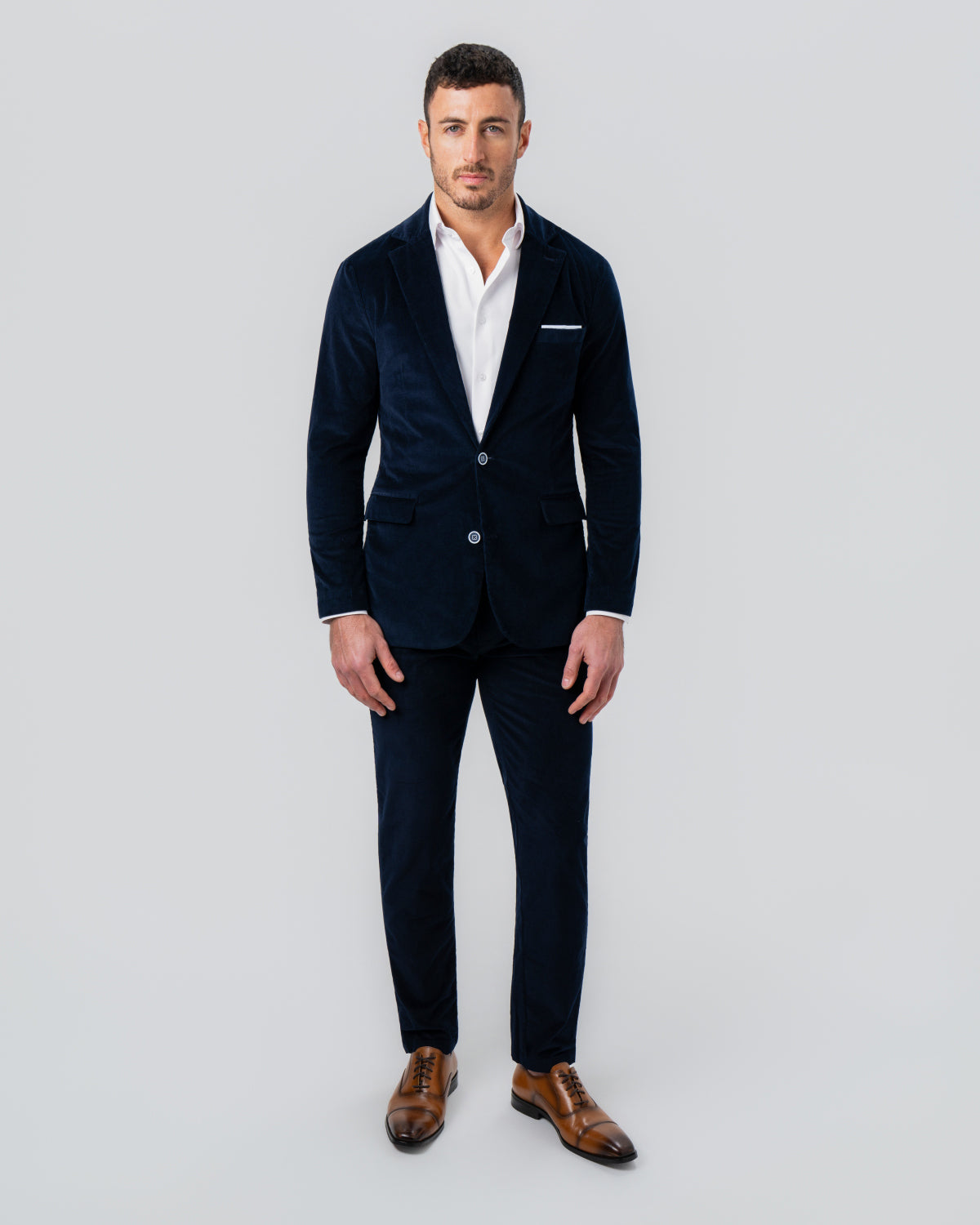 Corduroy Flat Front Waistband Pant - Dark Navy
