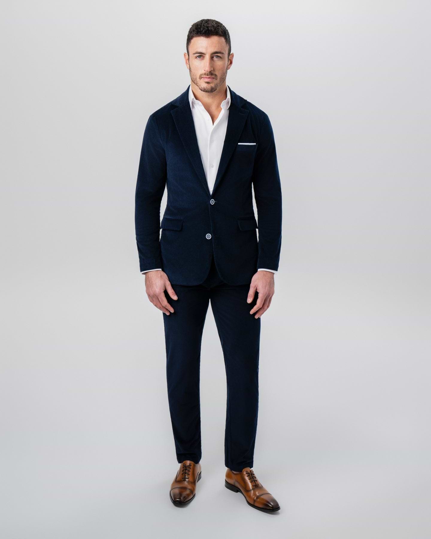 Corduroy Flat Front Waistband Pant - Dark Navy