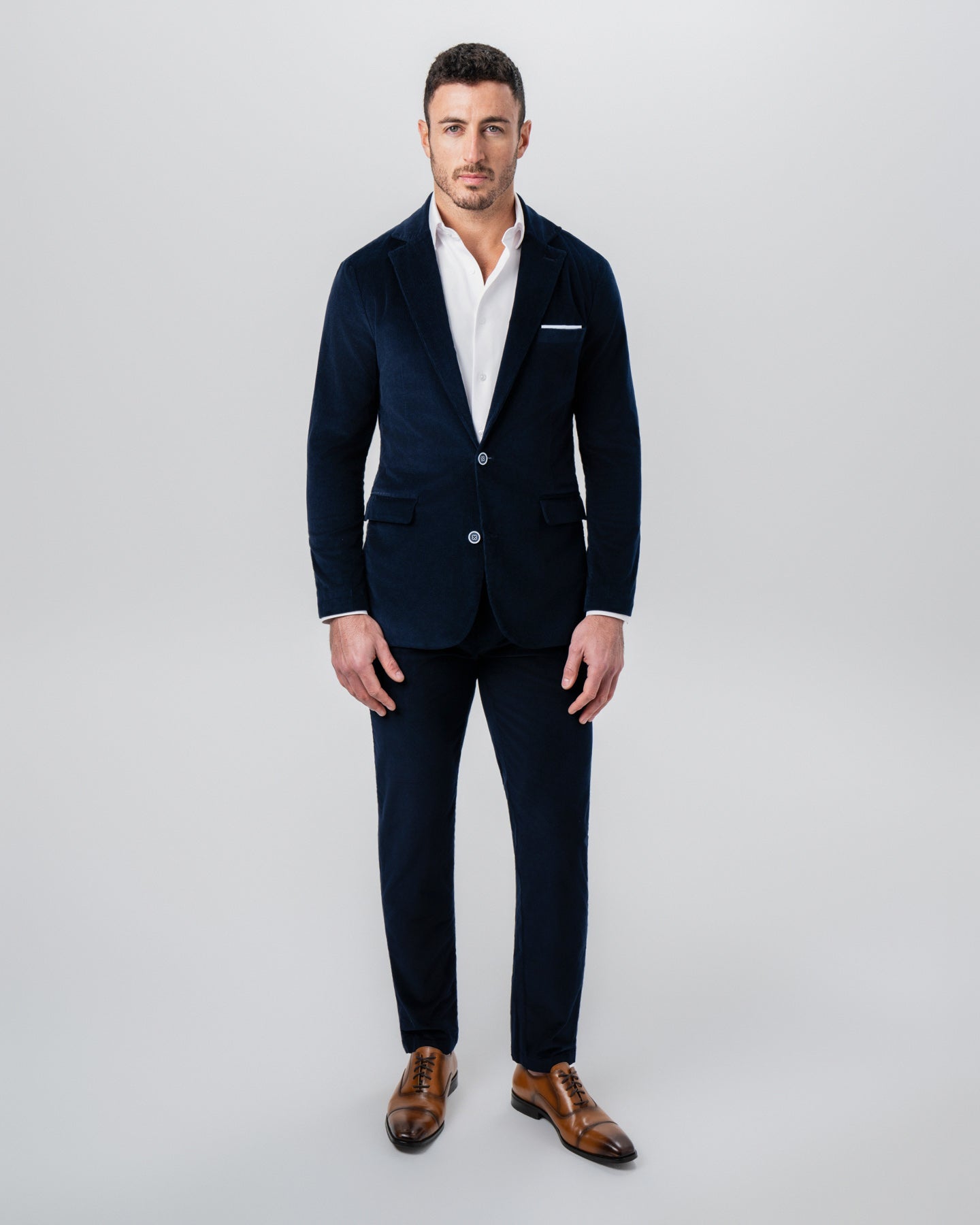 Corduroy Flat Front Waistband Pant - Dark Navy