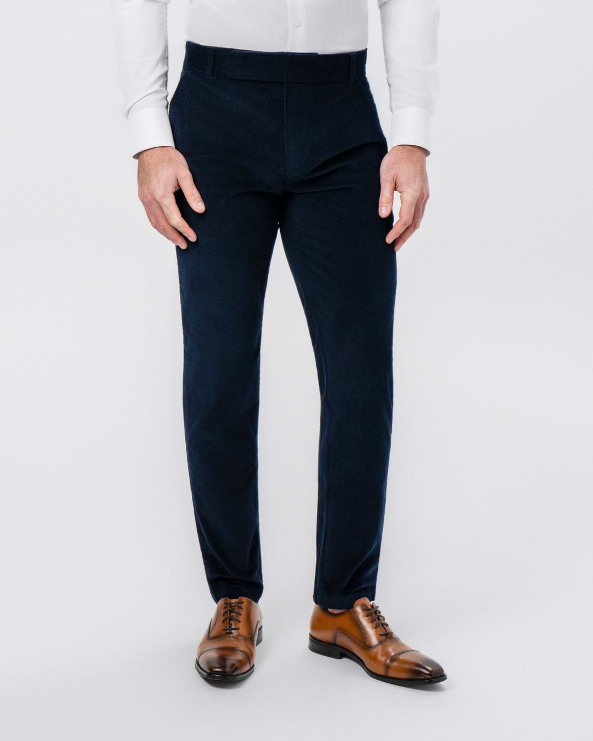 Corduroy Flat Front Waistband Pant - Dark Navy