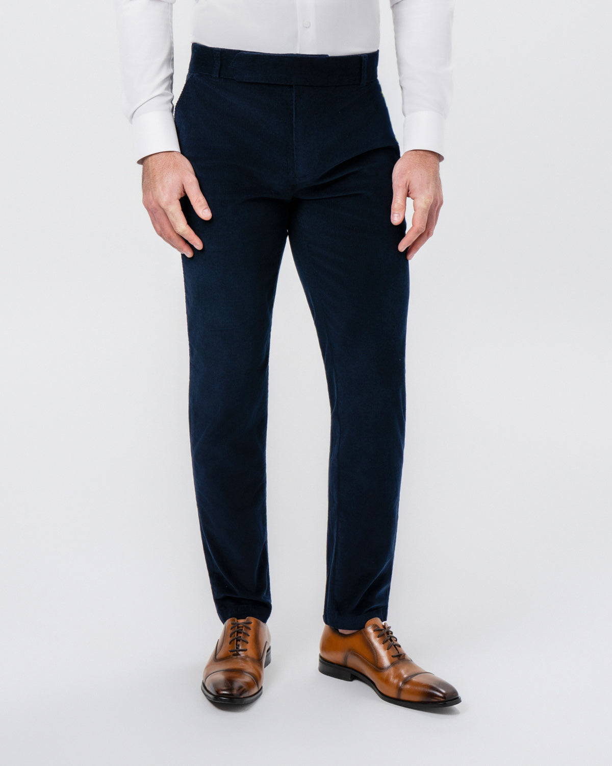 Corduroy Flat Front Waistband Pant - Dark Navy