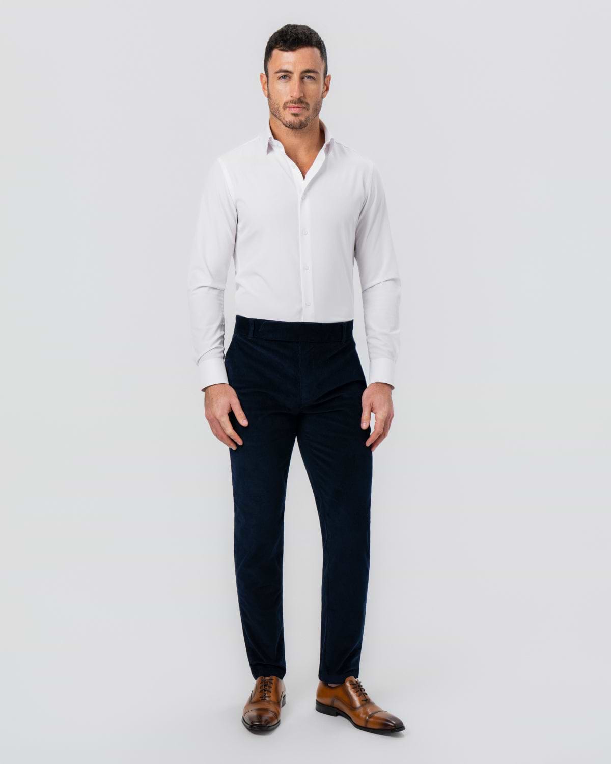 Corduroy Flat Front Waistband Pant - Dark Navy