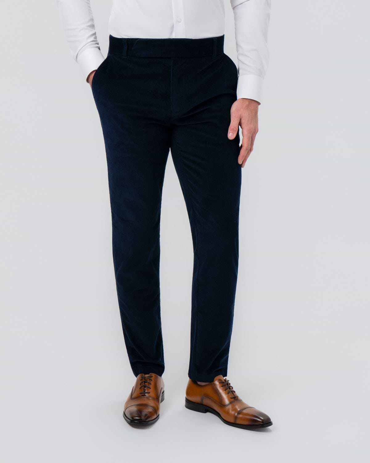 Corduroy Flat Front Waistband Pant - Dark Navy