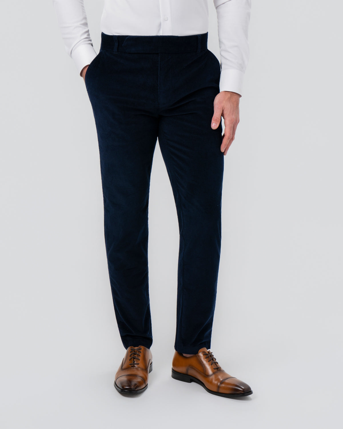 Corduroy Flat Front Waistband Pant - Dark Navy