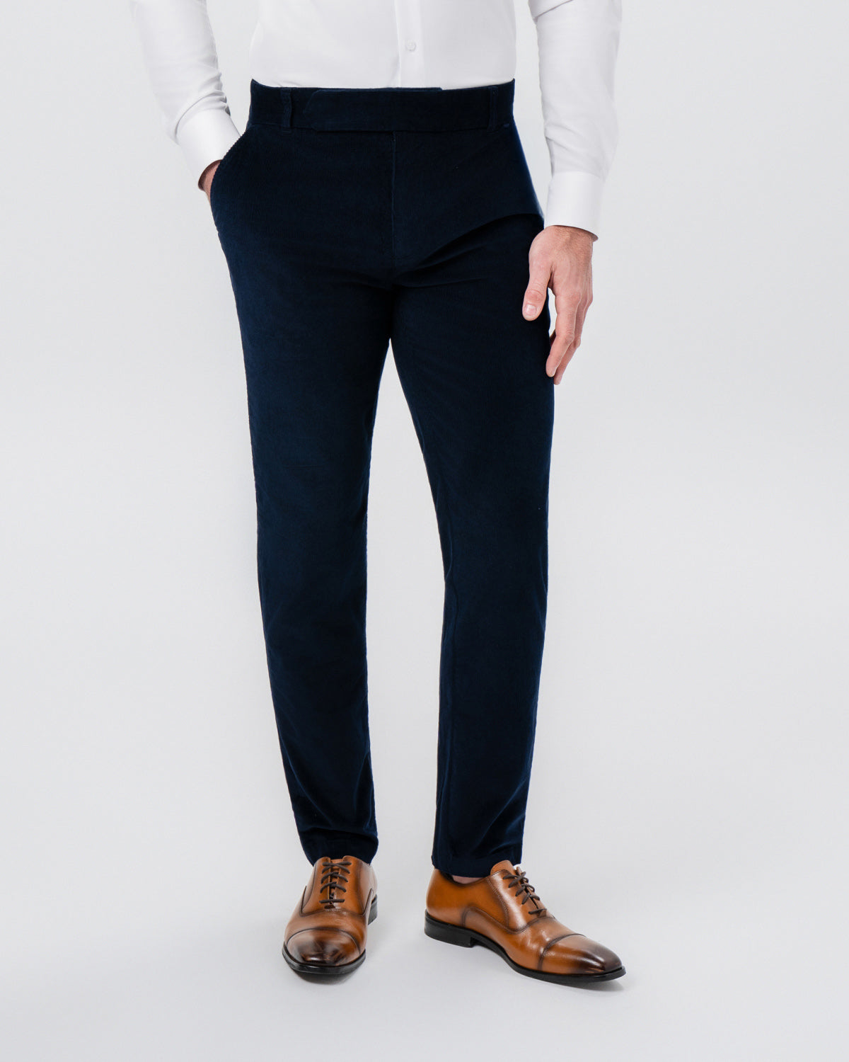 Corduroy Flat Front Waistband Pant - Dark Navy