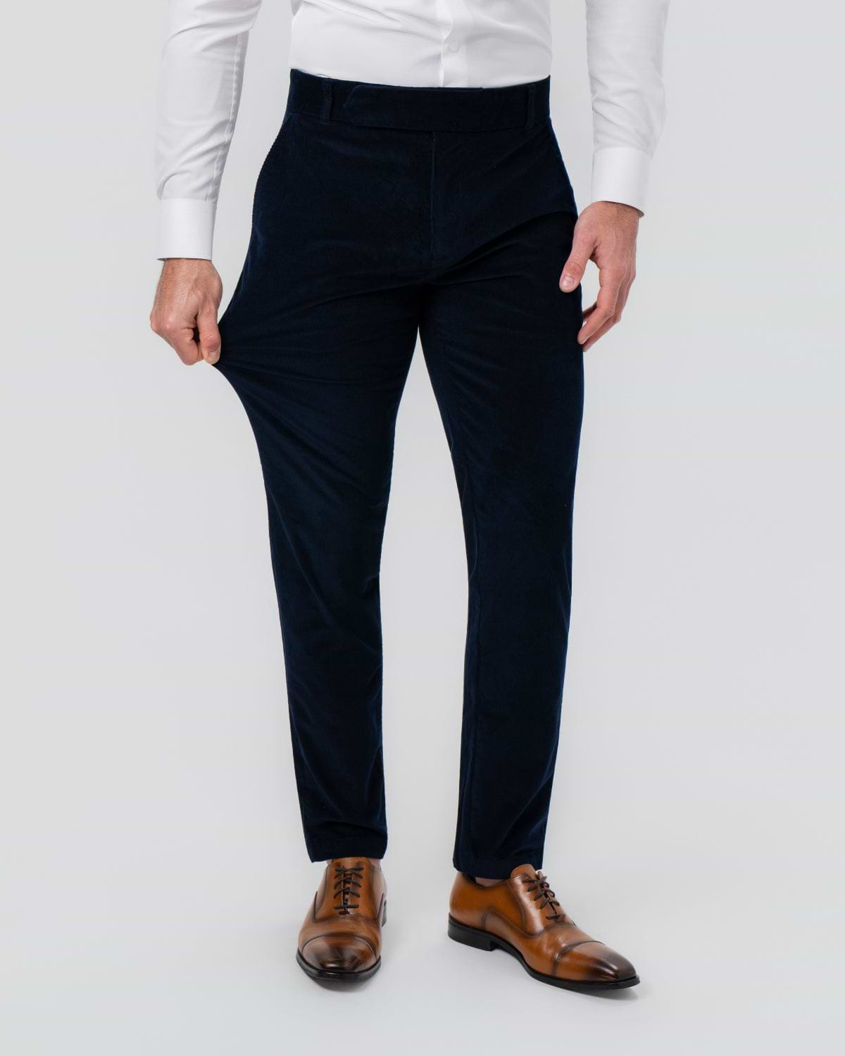 Corduroy Flat Front Waistband Pant - Dark Navy