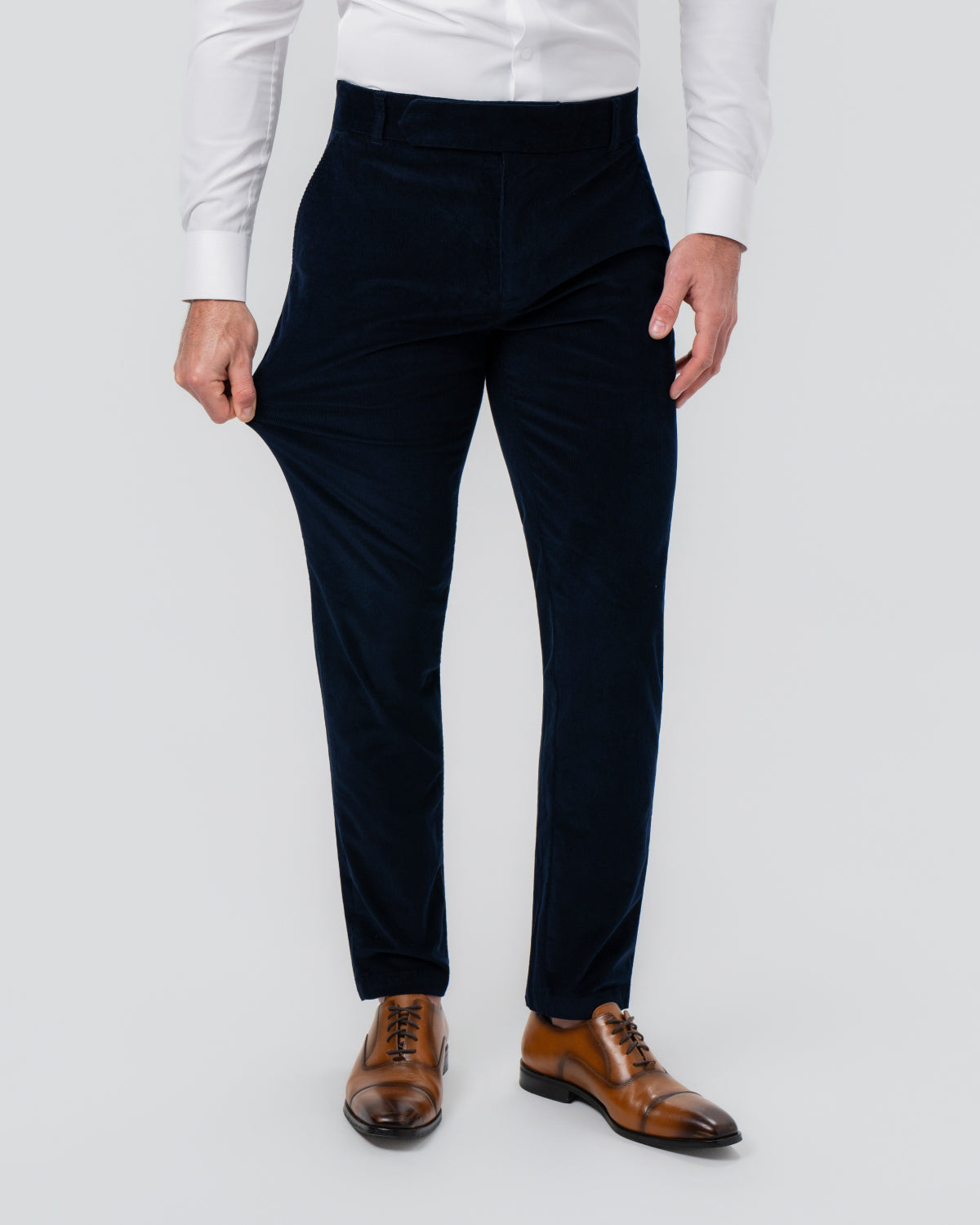 Corduroy Flat Front Waistband Pant - Dark Navy