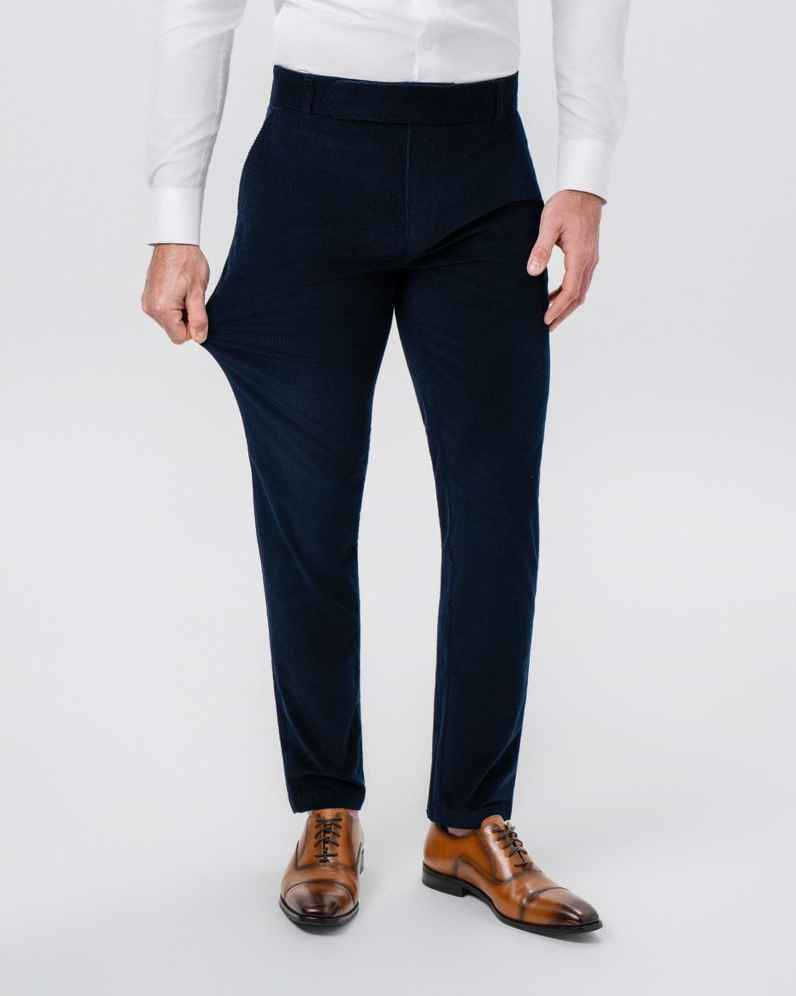Corduroy Flat Front Waistband Pant - Dark Navy