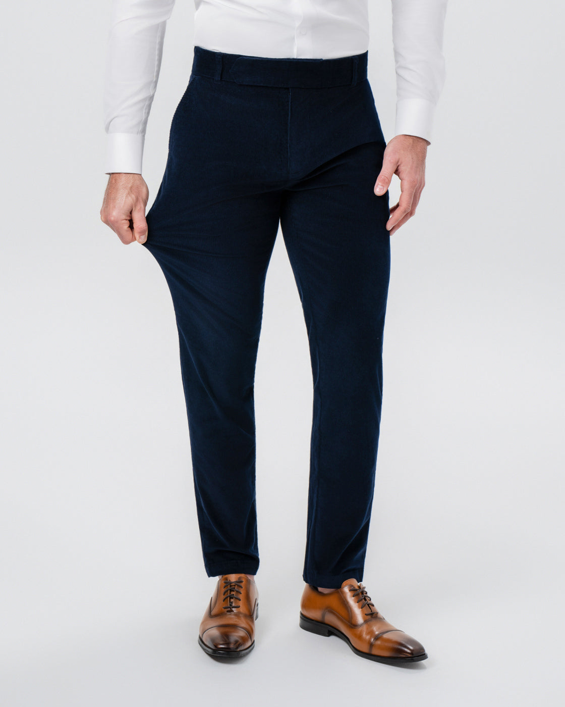 Corduroy Flat Front Waistband Pant - Dark Navy