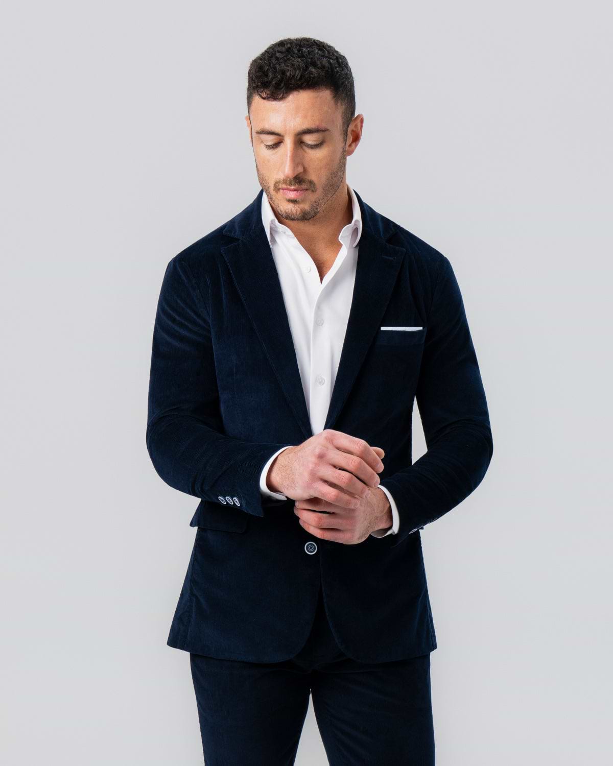 Unstructured Corduroy Suit - Dark Navy