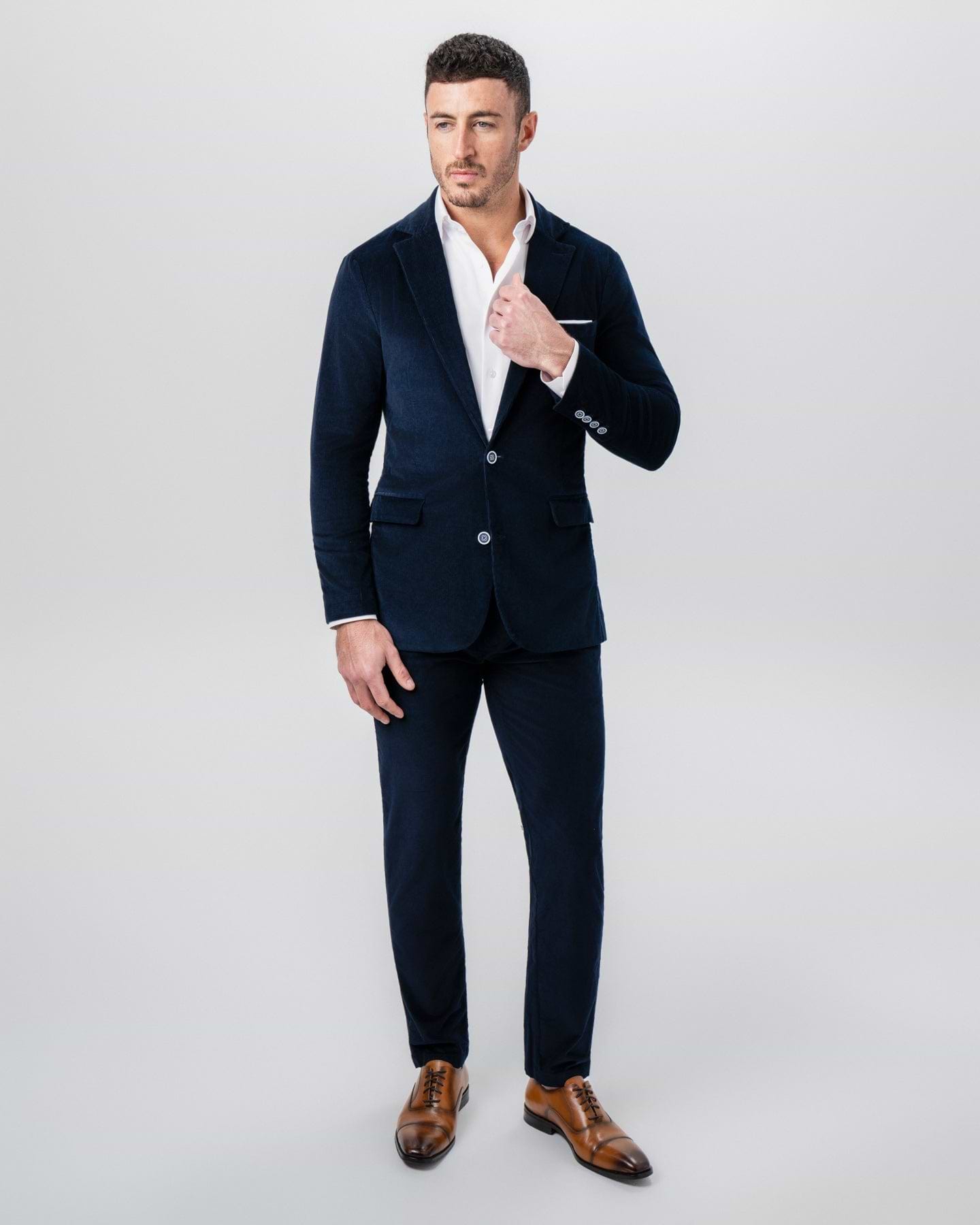 Unstructured Corduroy Suit - Dark Navy