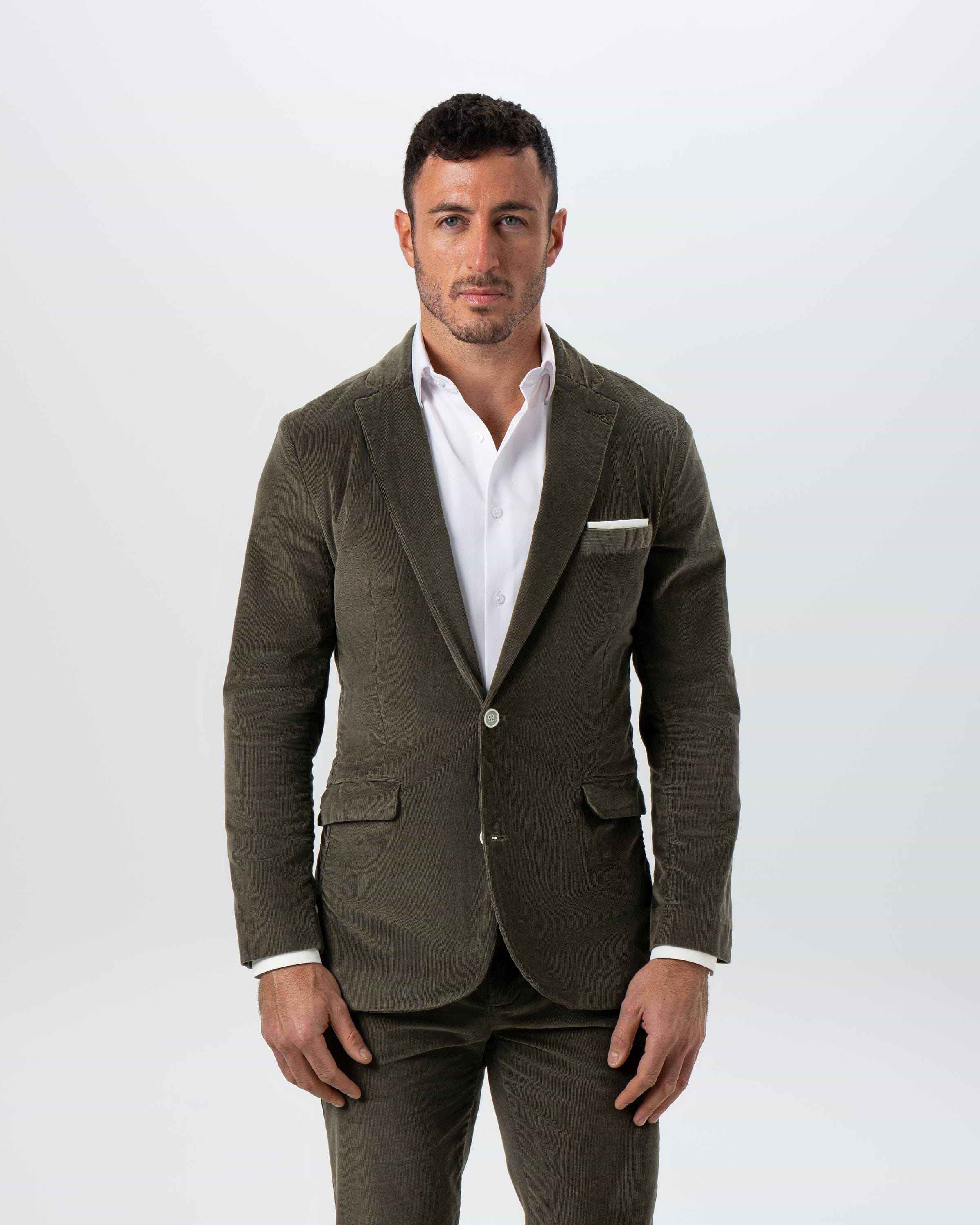 Unstructured Corduroy Suit - Dark Olive