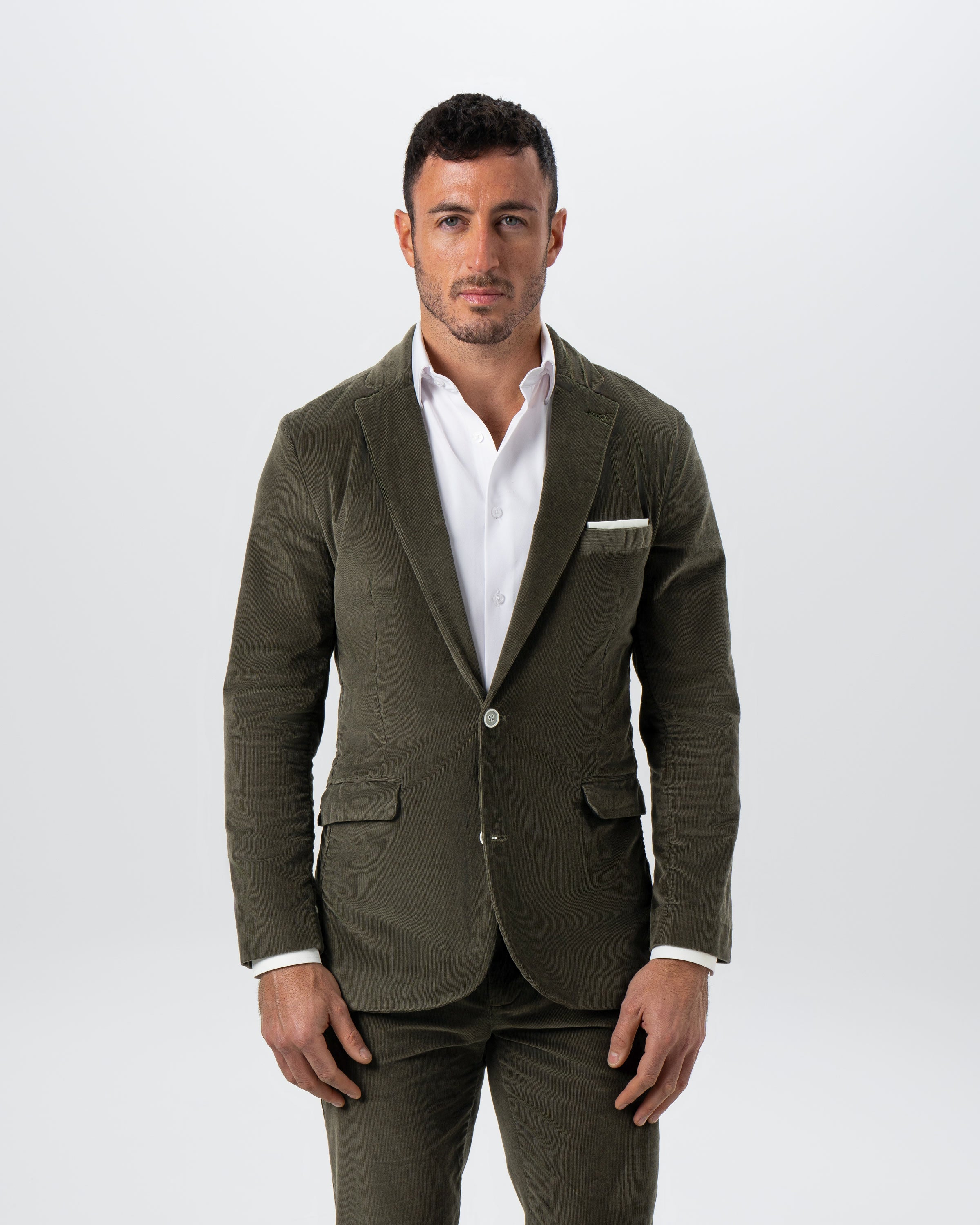 Unstructured Corduroy Suit - Dark Olive