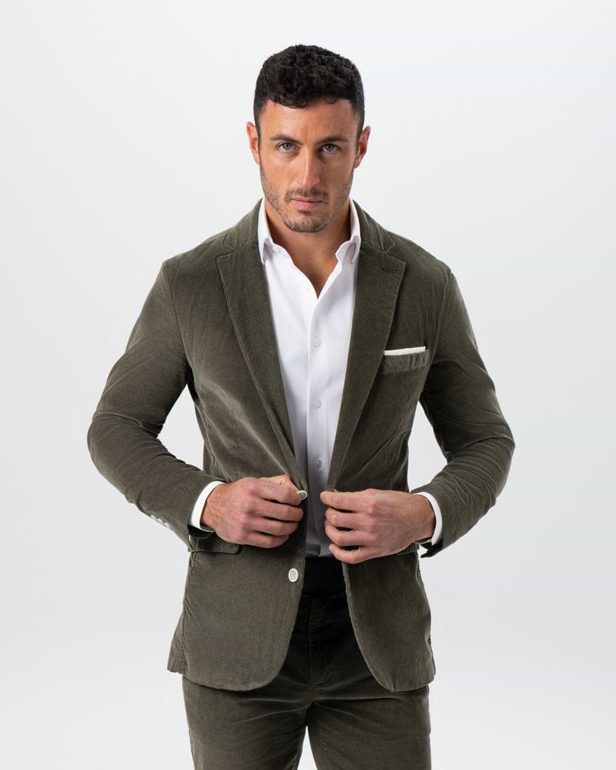 Unstructured Corduroy Blazer - Dark Olive
