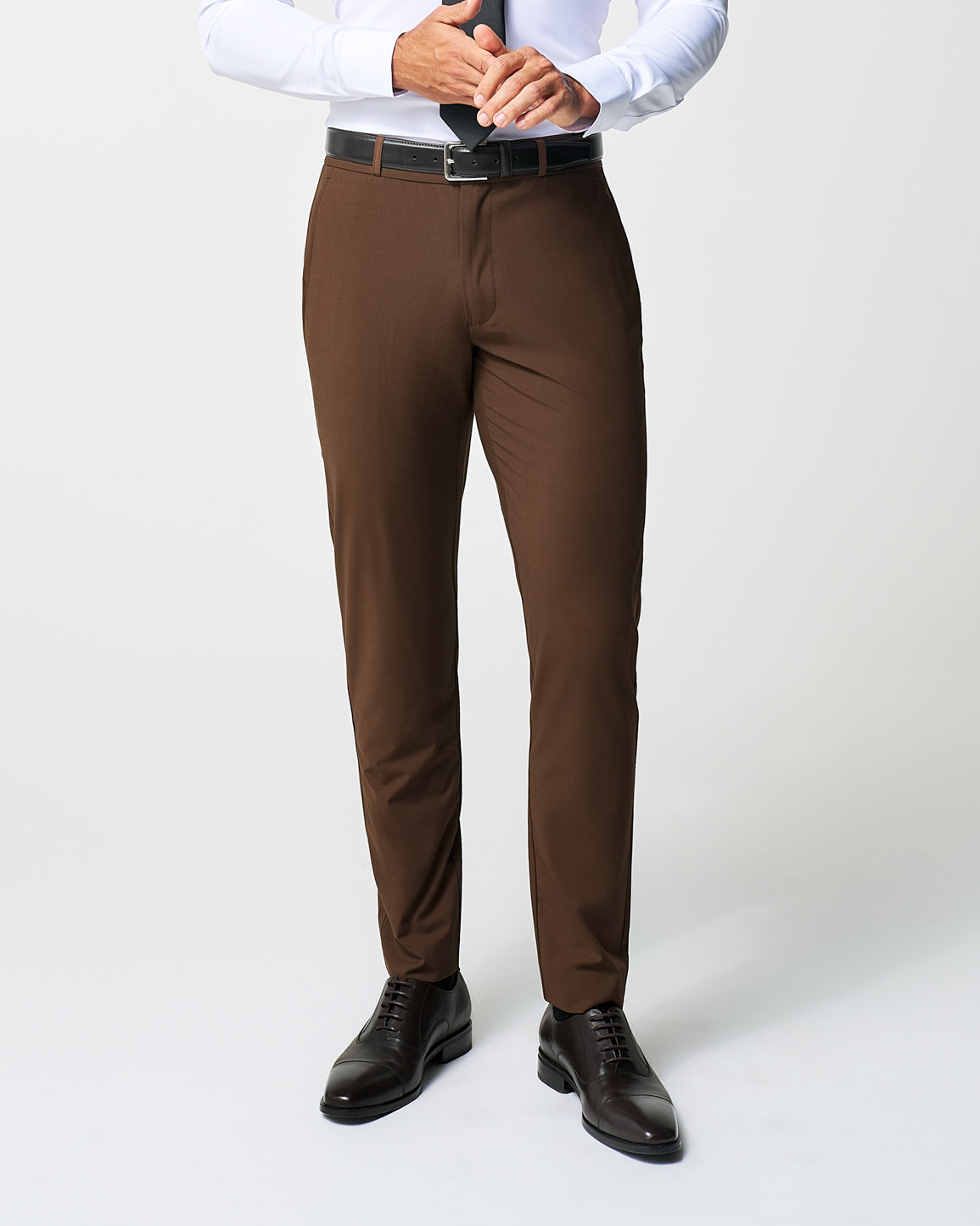 Athletic Fit Stretch Suit Pants - Lightweight Heathered Chocolate