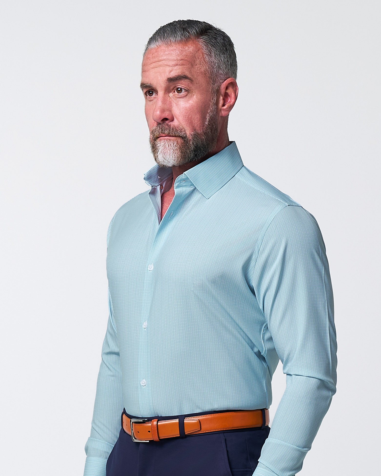 "The Atlas" Mint, Blue & White Mini Check
