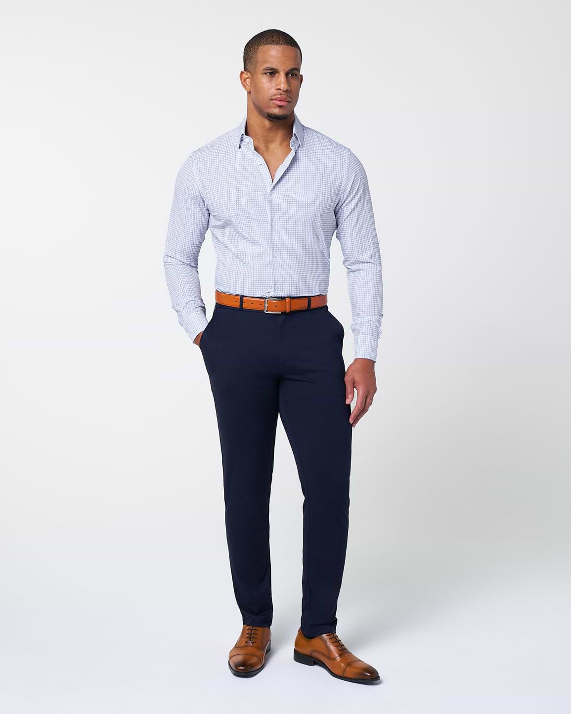 "The Baxter" Blue Mini Line Patterned Windowpane