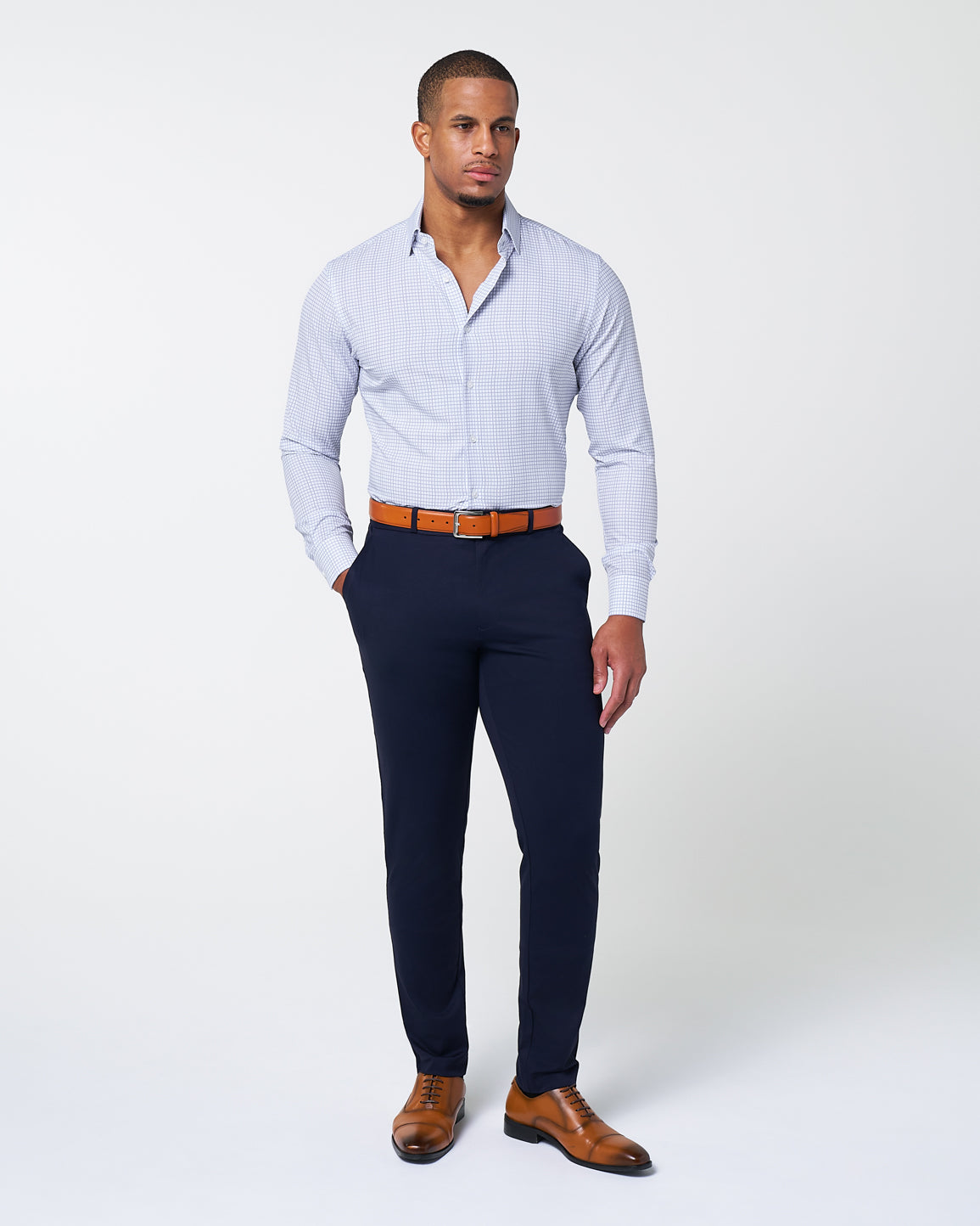 "The Baxter" Blue Mini Line Patterned Windowpane