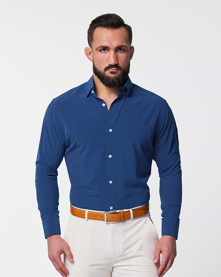 "The Boylston" Navy with White Polka Dots