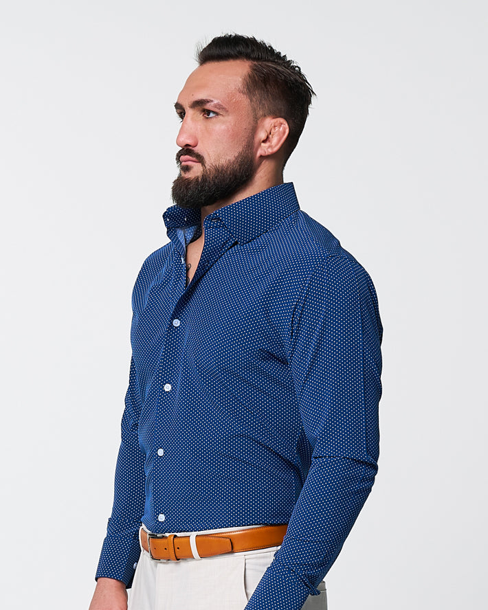 "The Boylston" Navy with White Polka Dots - Classic Fit