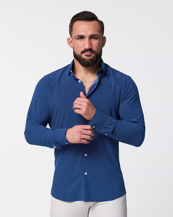 "The Boylston" Navy with White Polka Dots - Classic Fit