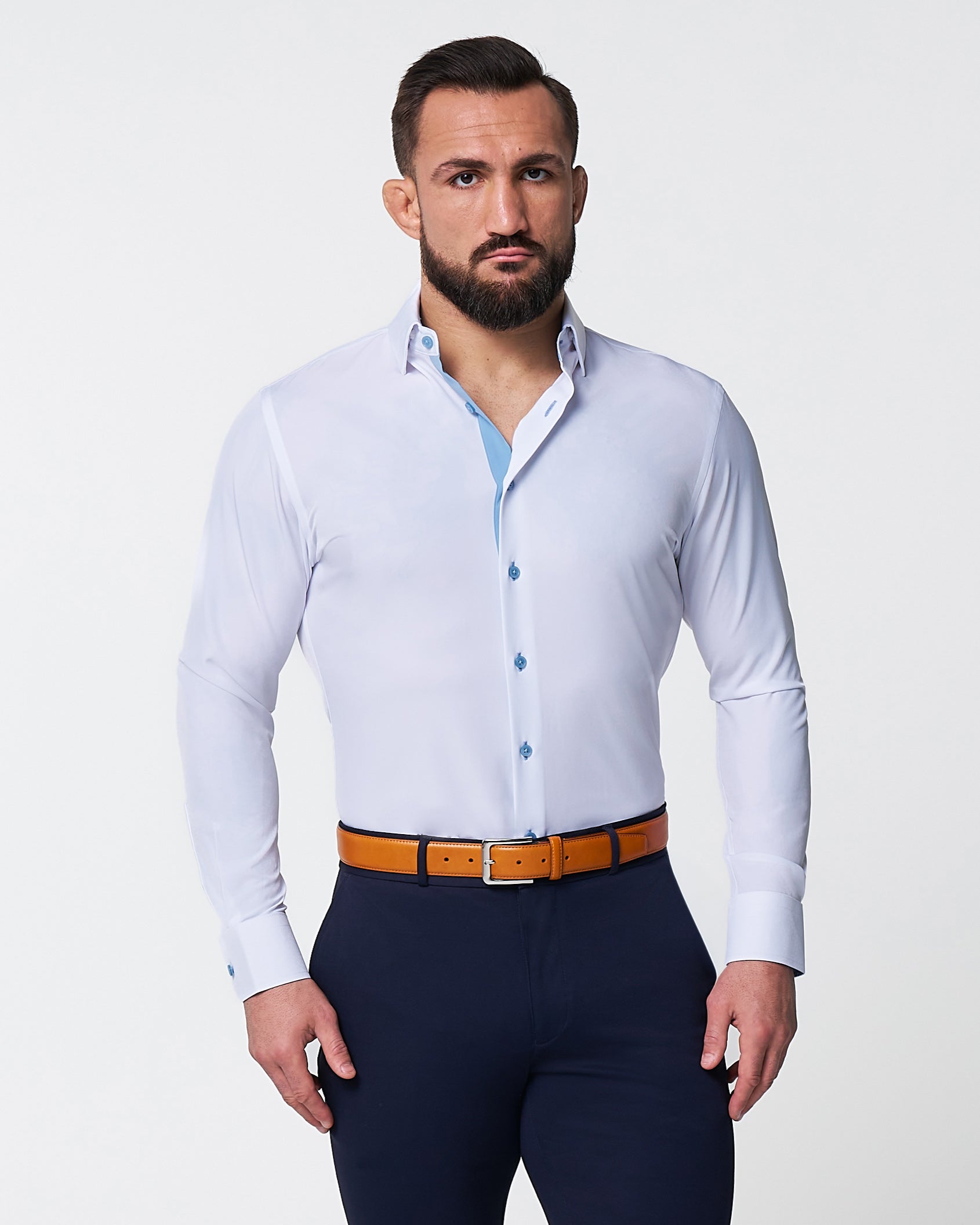 "The Briggs" Solid White with Light Blue Accents