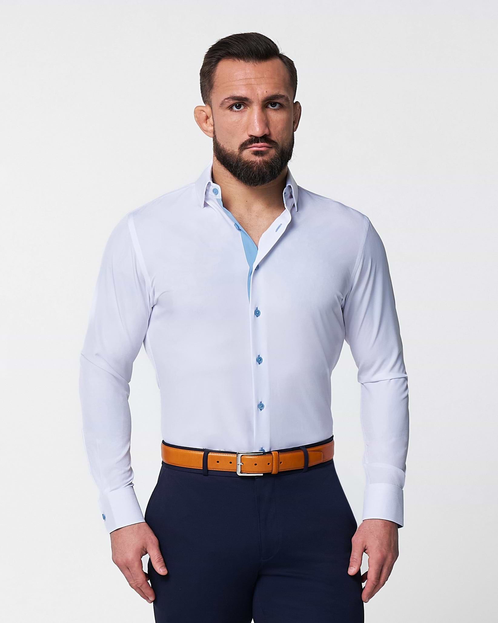 "The Briggs" Solid White with Light Blue Accents