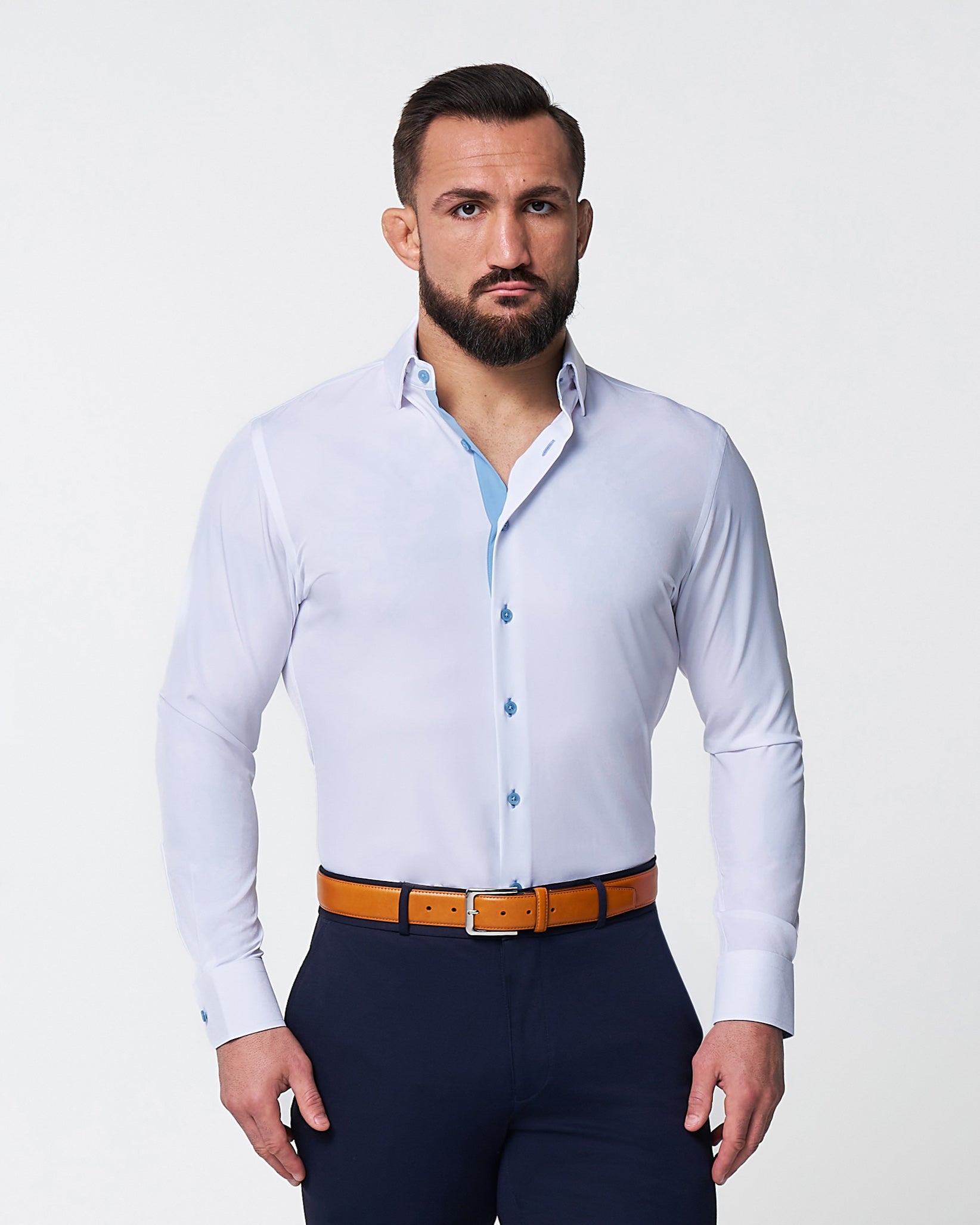 "The Briggs" Solid White with Light Blue Accents