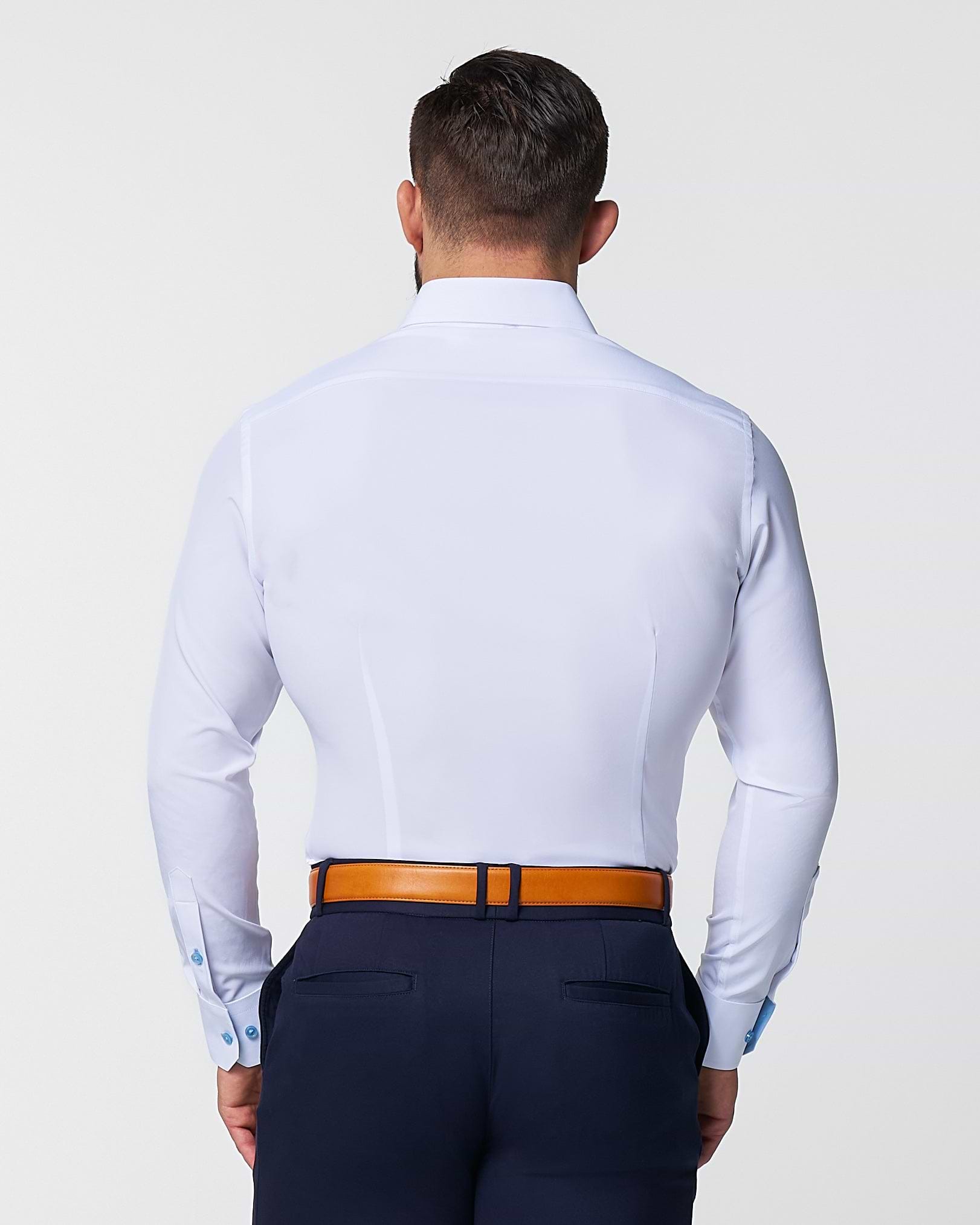 "The Briggs" Solid White with Light Blue Accents - Classic Fit