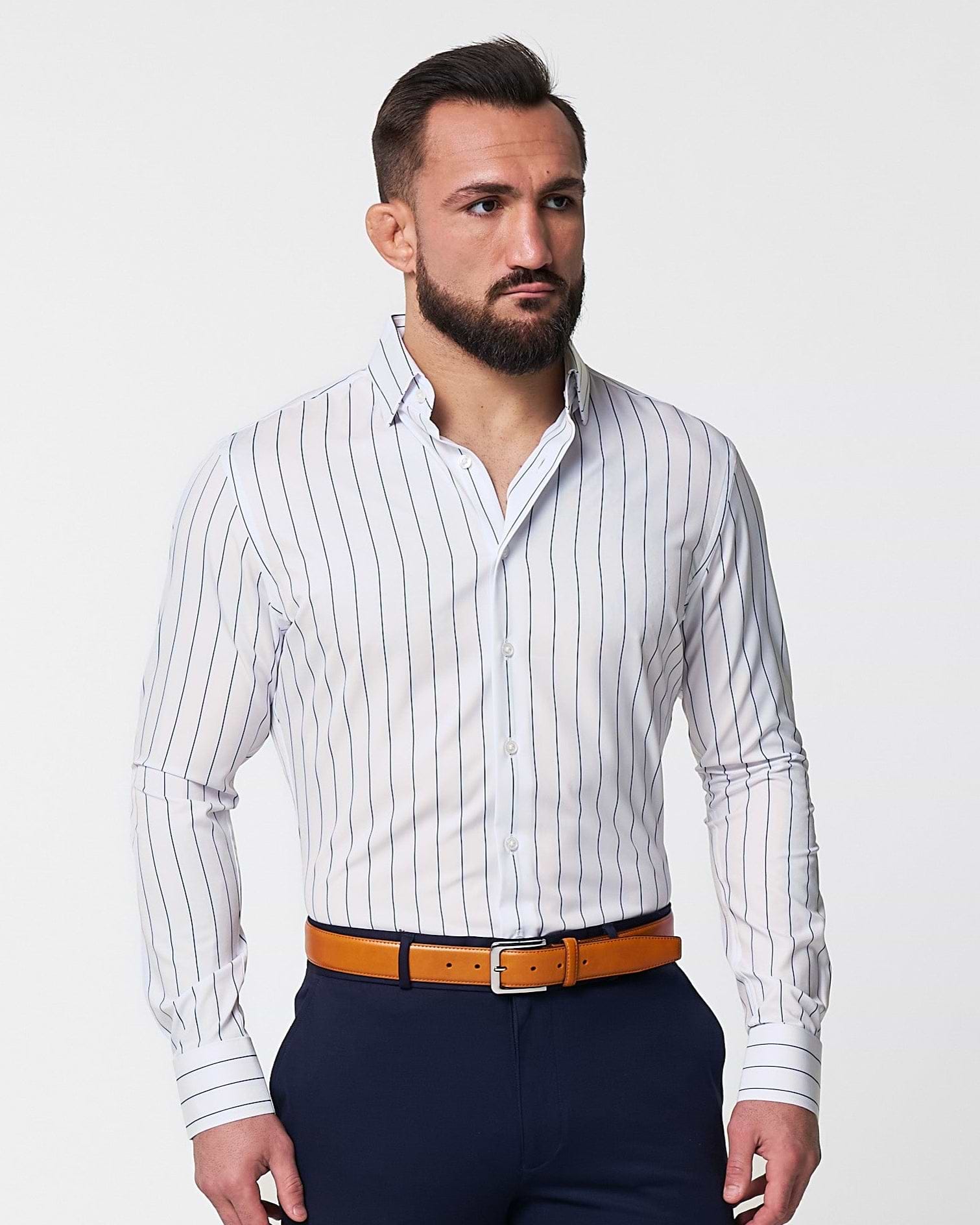 "The Cape" Wide Navy Stripe