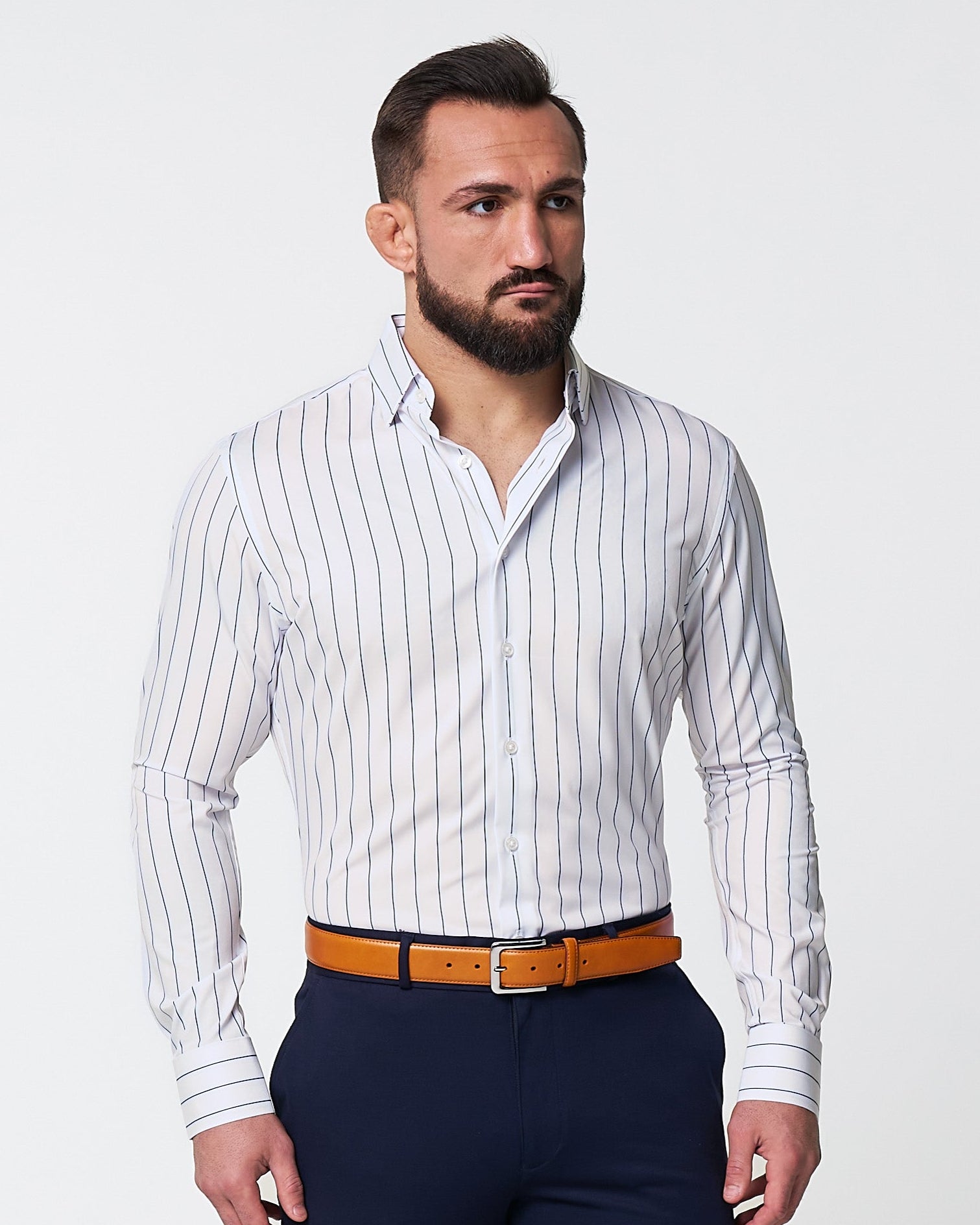 "The Cape" Wide Navy Stripe