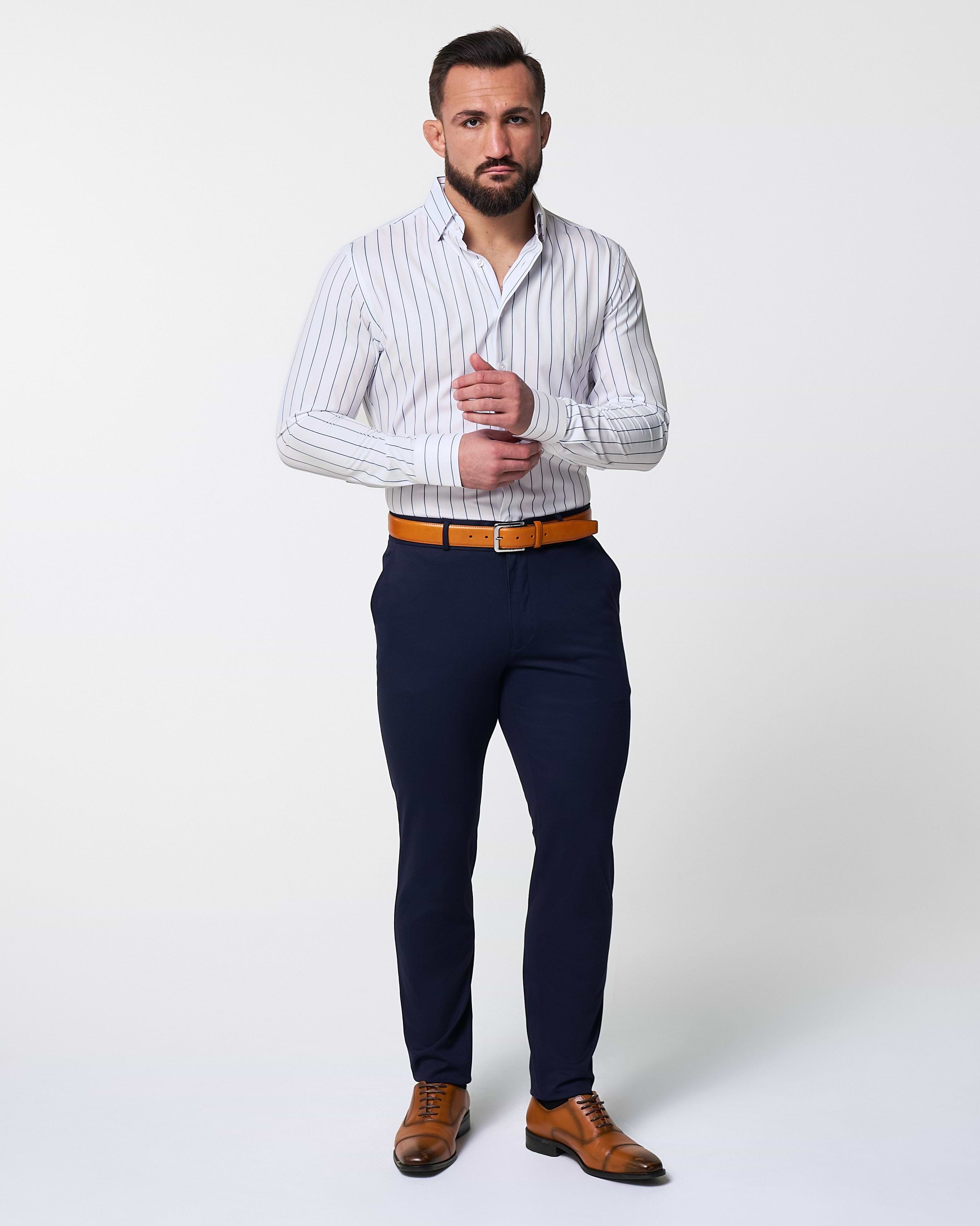 "The Cape" Wide Navy Stripe