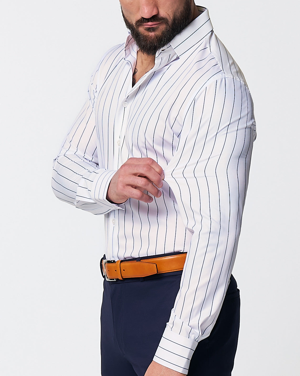 "The Cape" Wide Navy Stripe