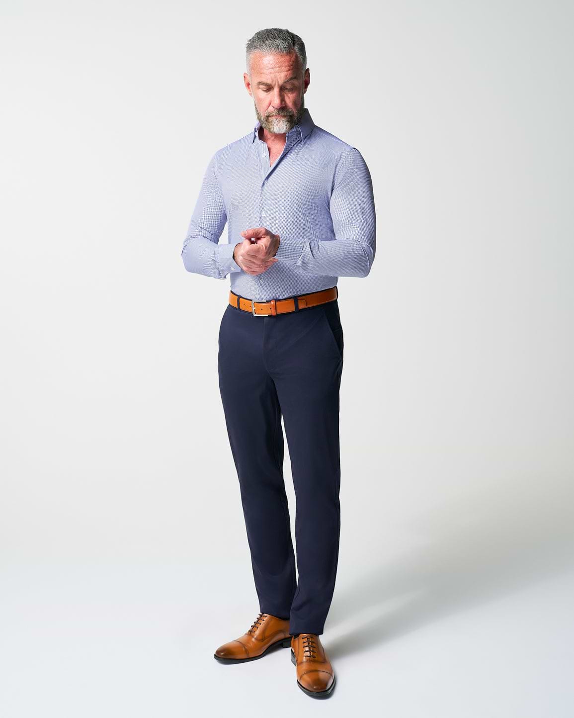 "The Charles" Navy Diamond Dress Shirt