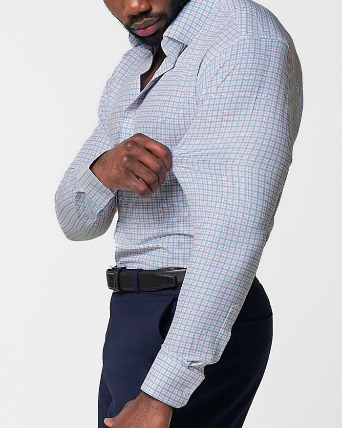 "The Dimitri" Blue Plaid With Orange Windowpane