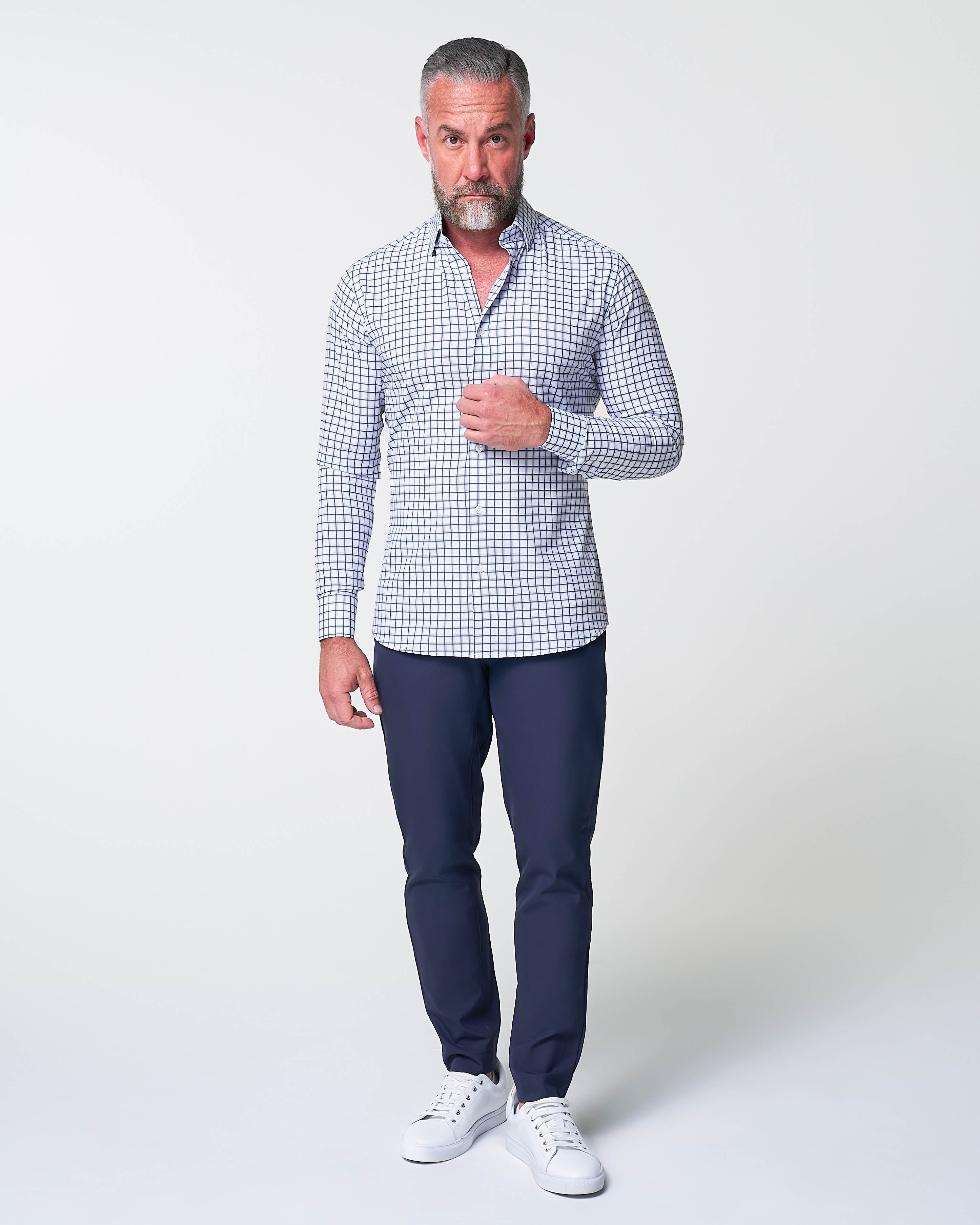 "The Elias" Light Navy Windowpane