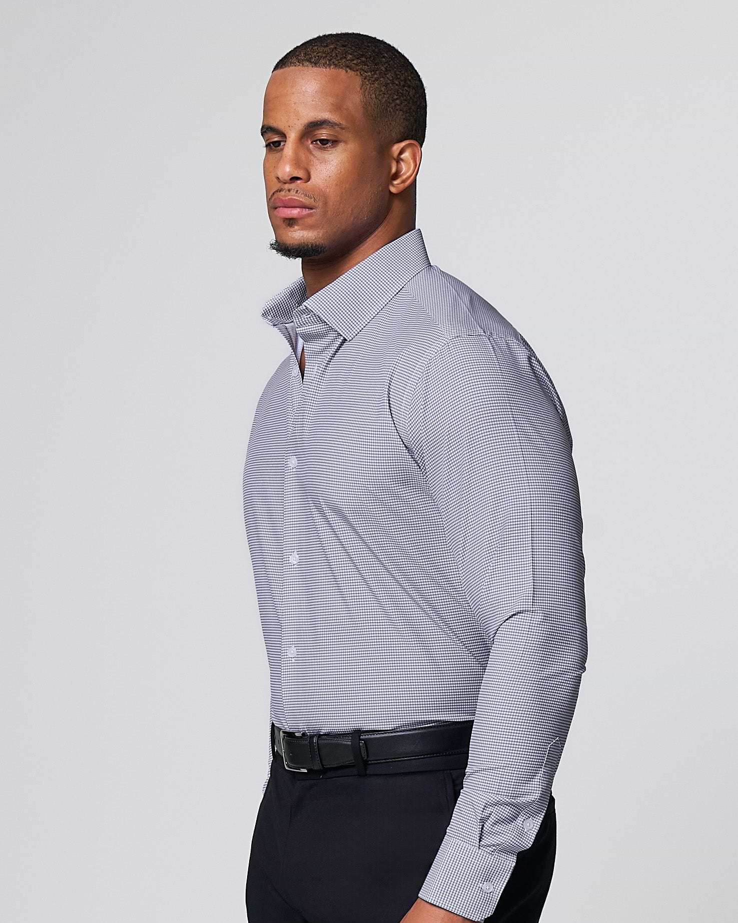 "The Heath" Slate Grey & Purple Mini Gingham