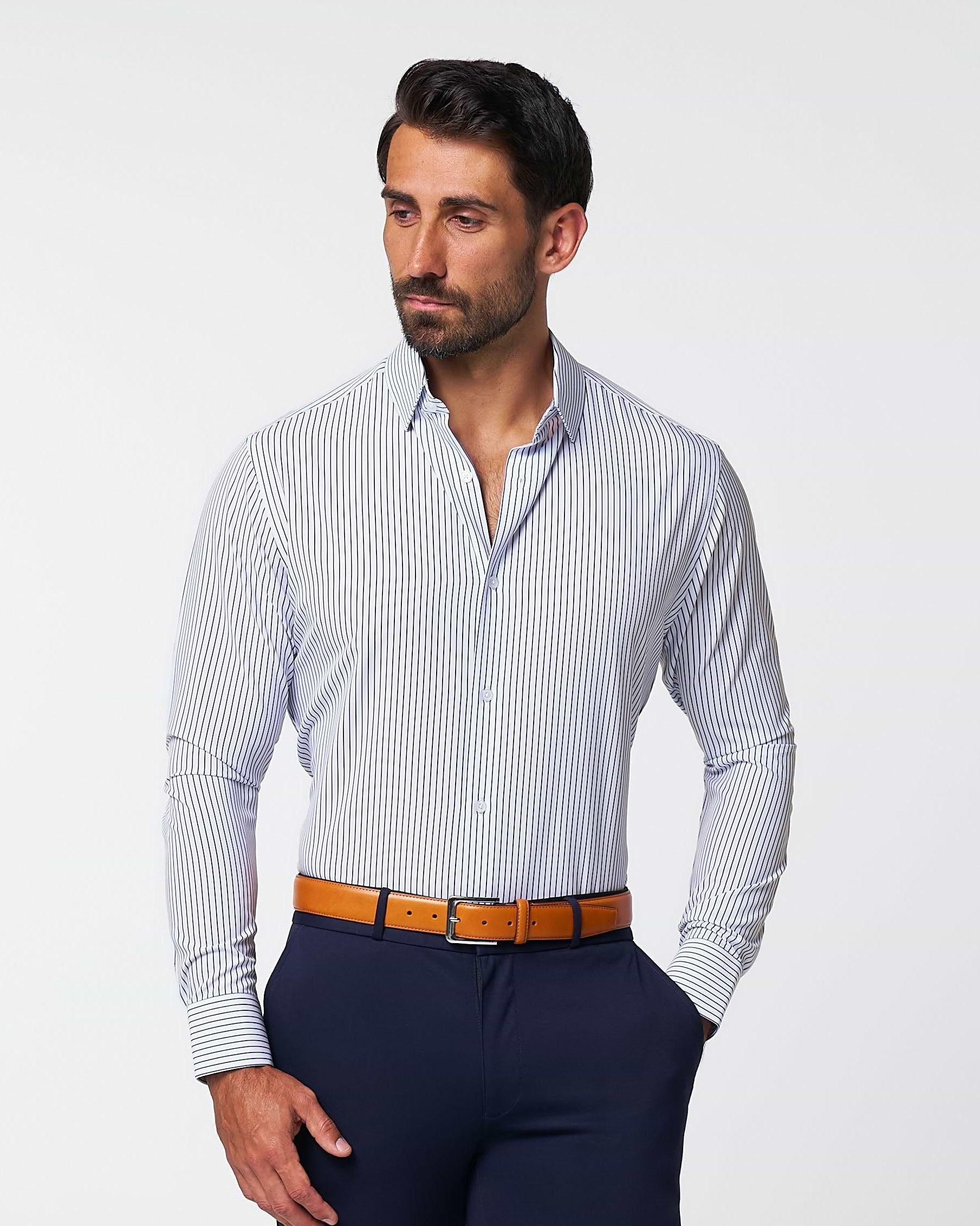"The Hutton" Navy Pinstripe