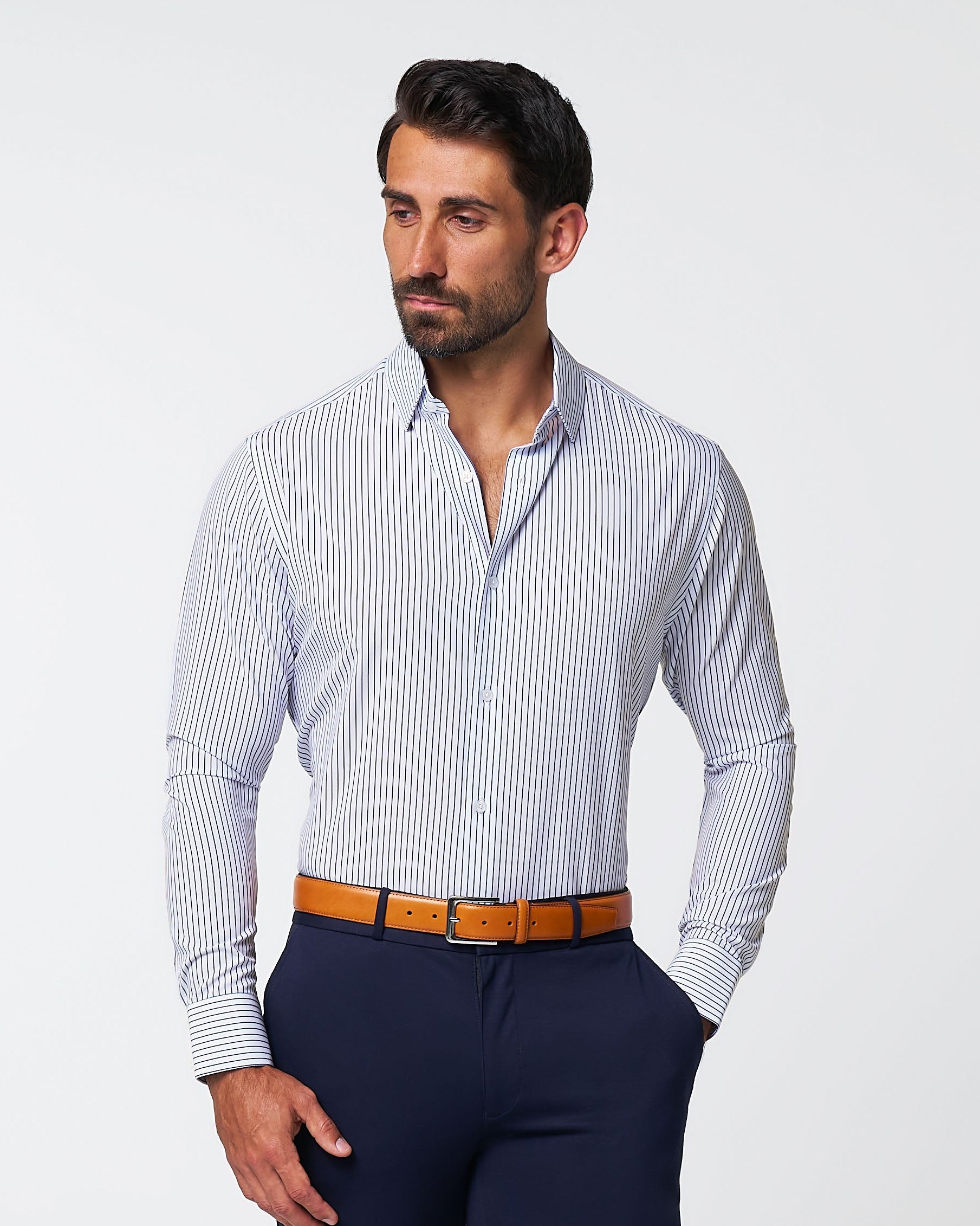 "The Hutton" Navy Pinstripe