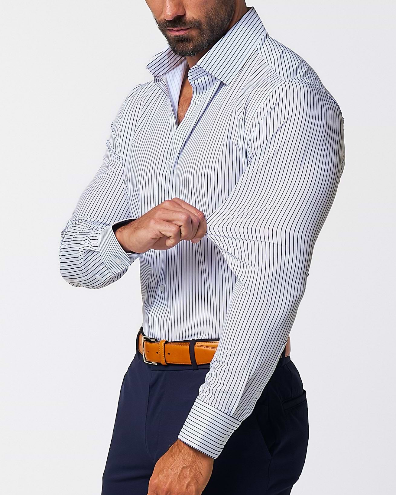 "The Hutton" Navy Pinstripe