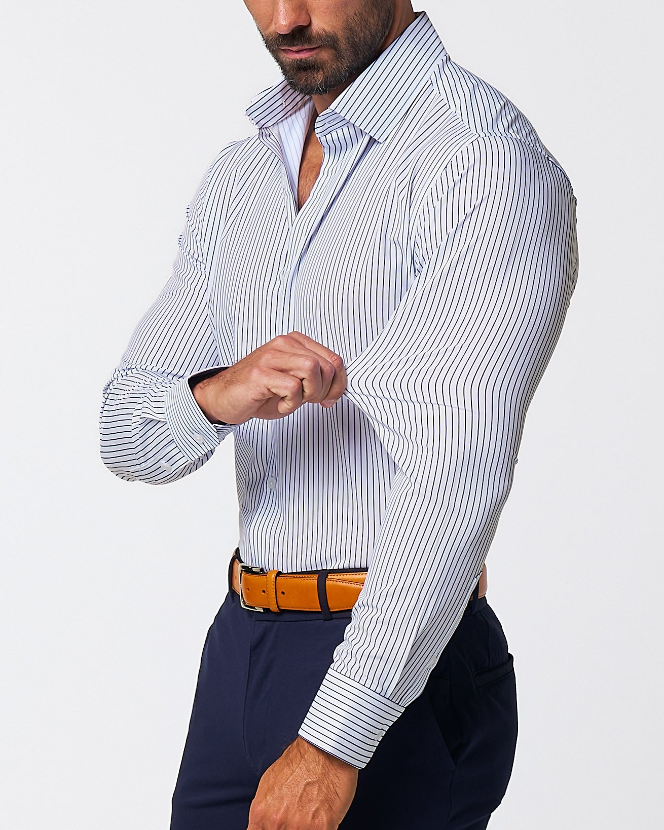 "The Hutton" Navy Pinstripe