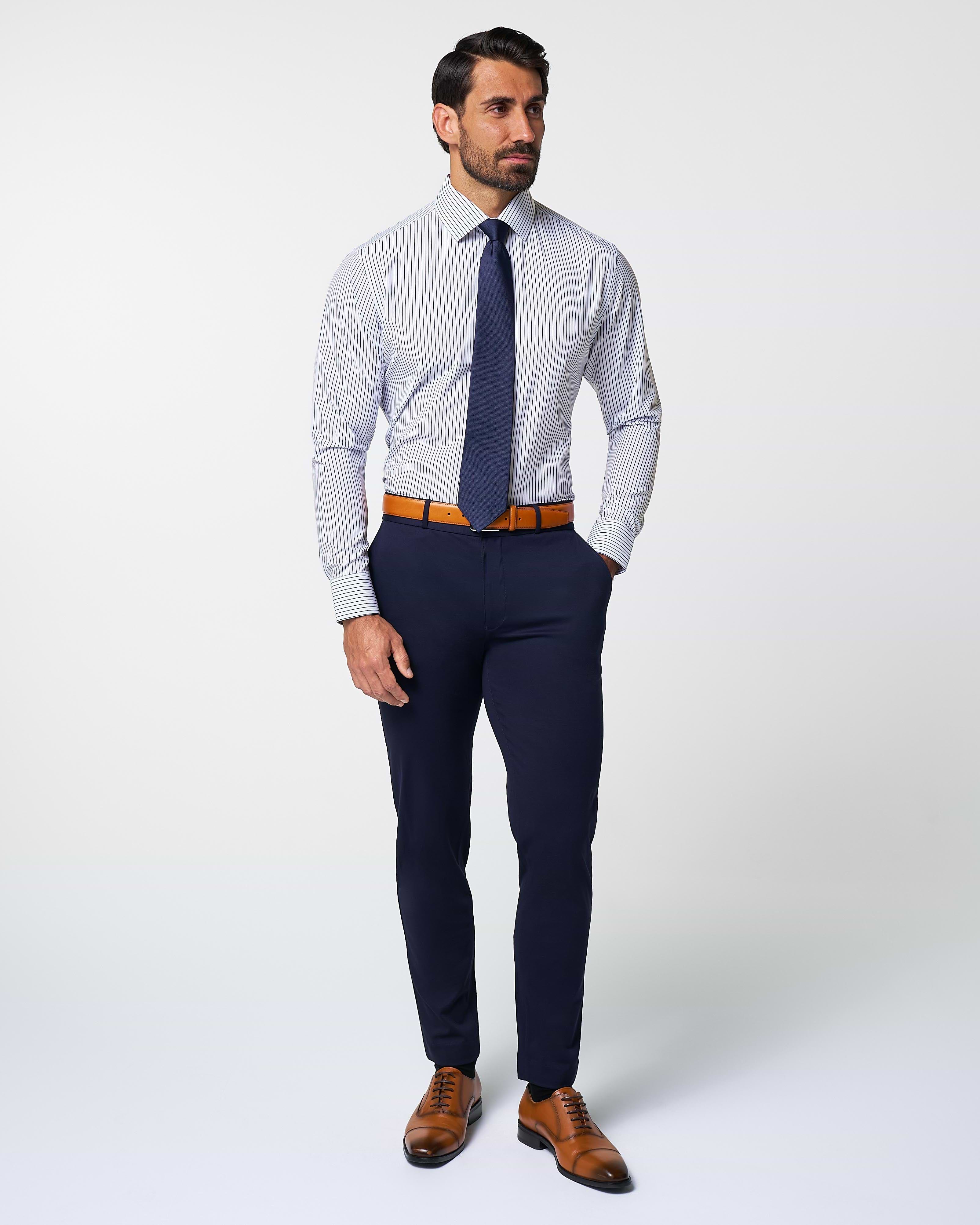 "The Hutton" Navy Pinstripe