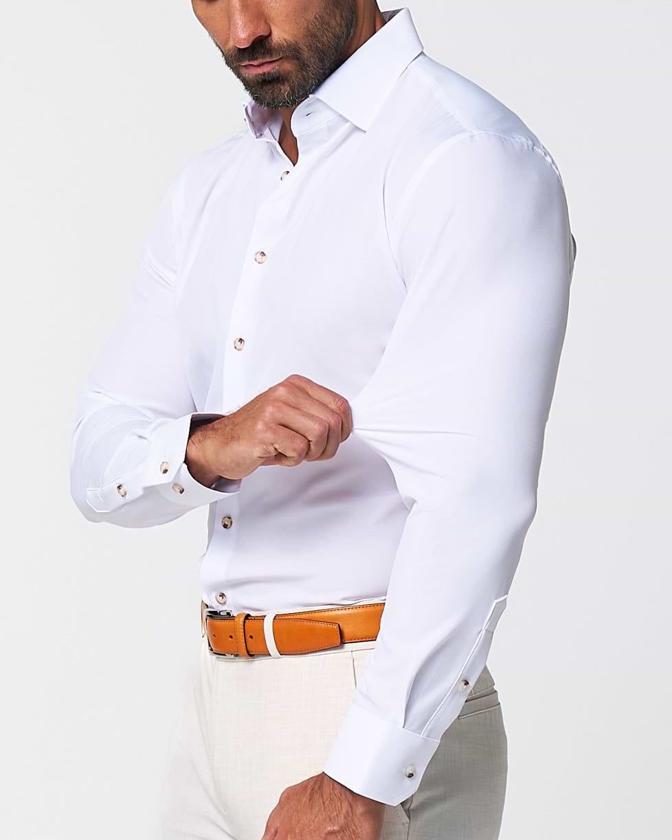 "The Leonardo" Solid White With Tortoise Shell Buttons