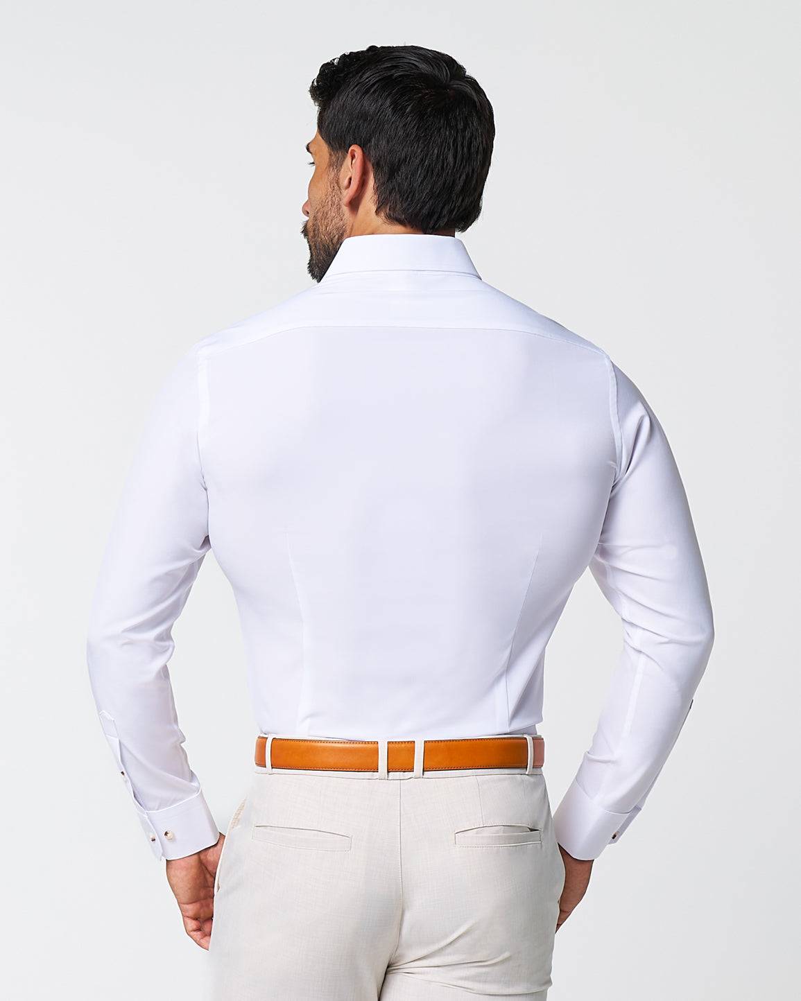 "The Leonardo" Solid White With Tortoise Shell Buttons - Classic Fit