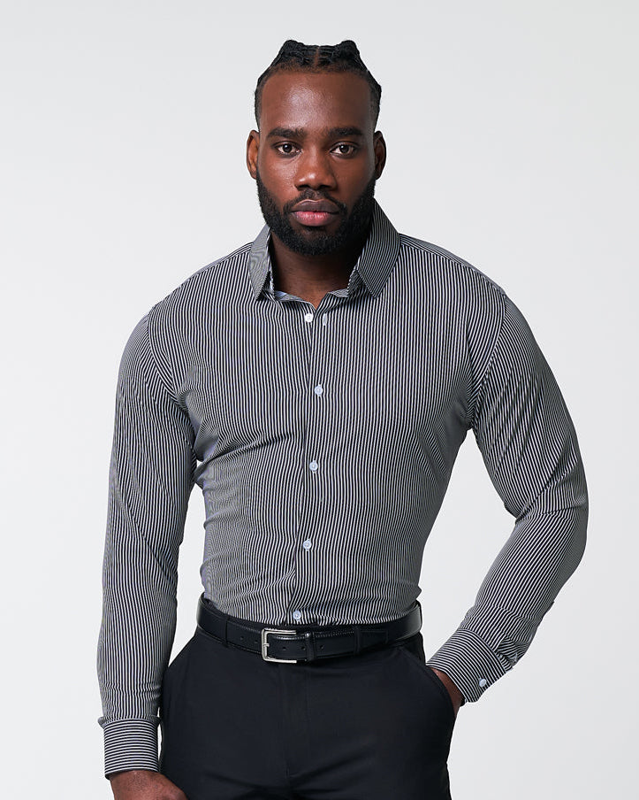 "The Limestone" Charcoal & White Pinstripe