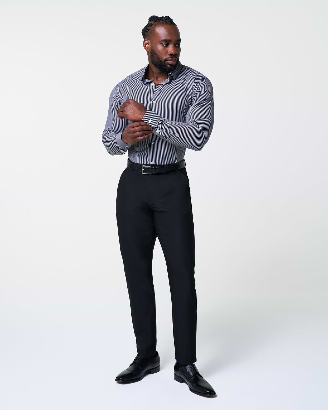 "The Limestone" Charcoal & White Pinstripe