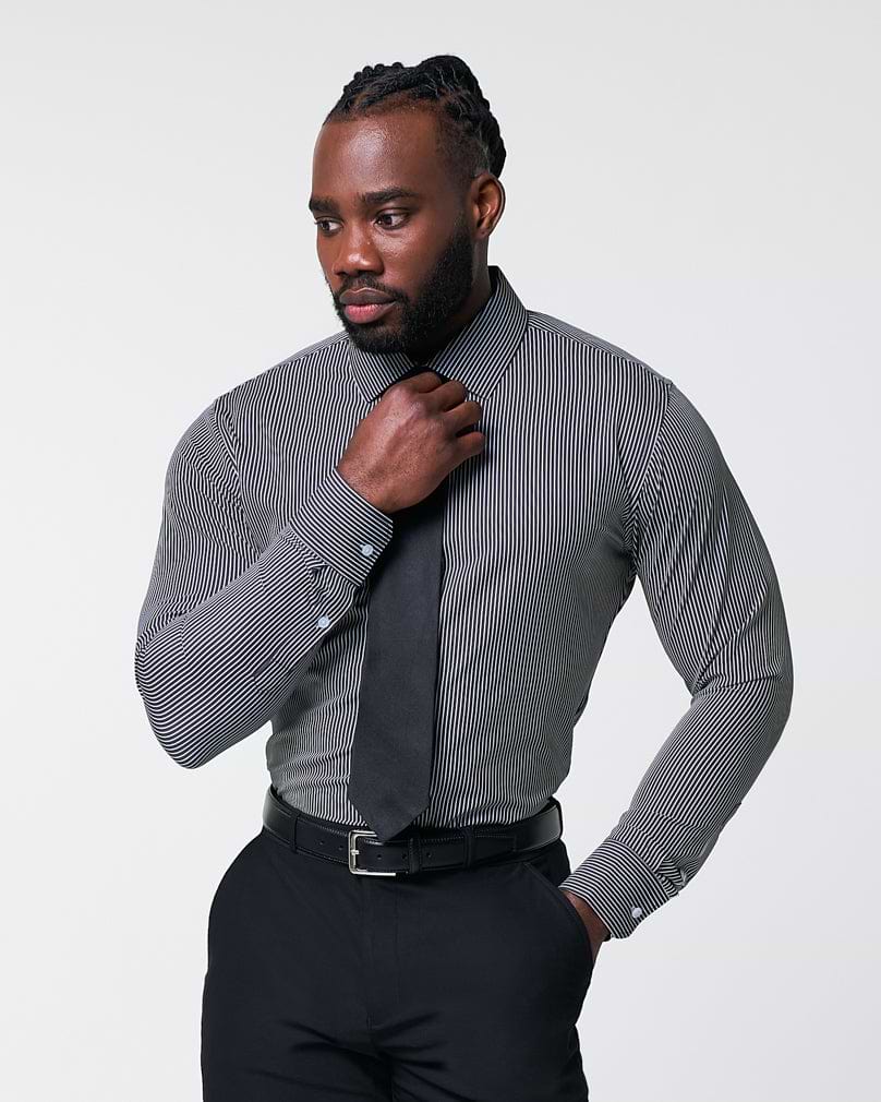 "The Limestone" Charcoal & White Pinstripe