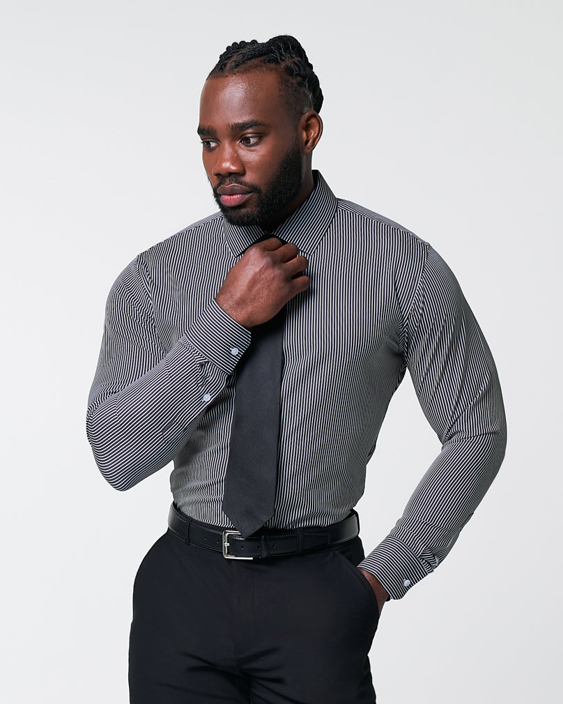"The Limestone" Charcoal & White Pinstripe