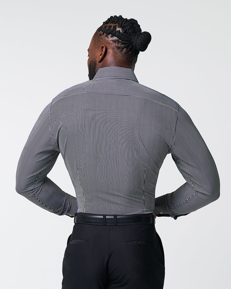 "The Limestone" Charcoal & White Pinstripe